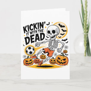 Kickin 'It Halloween-Skelett-Fußballspieler Karte
