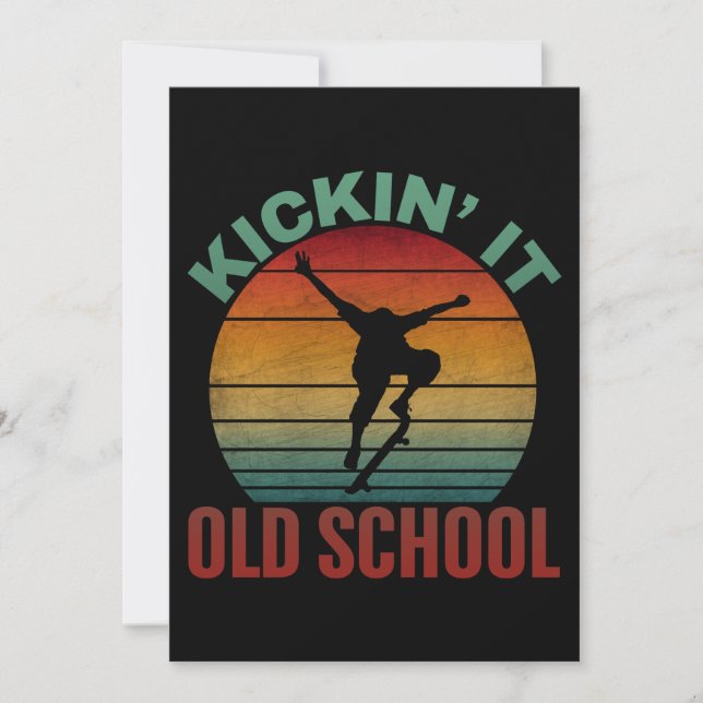 Kickin' It Old School Skateboard Skateboard Einladung (Vorderseite)
