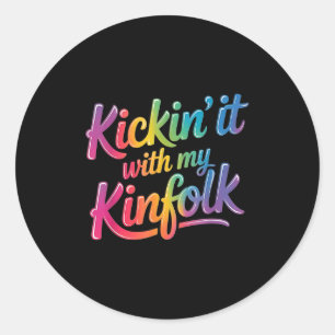 Kickin' It with my Kinfolfolfolk Funny Family Wied Runder Aufkleber