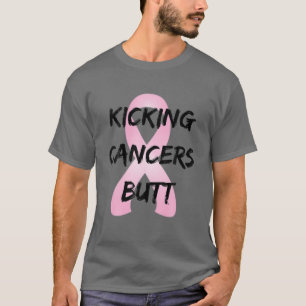 Kicking Cancer Hintern Brustkrebs Bewusstsein rosa T-Shirt