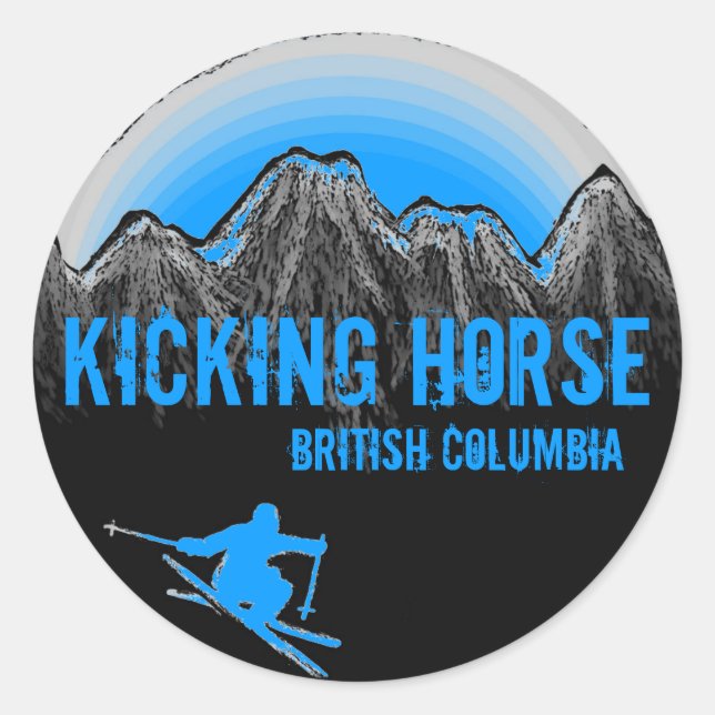 Kicking Horse British Columbia blaue Skipsel Runder Aufkleber (Vorderseite)