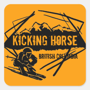 Kicking Horse British Columbia Orange-Aufkleber Quadratischer Aufkleber