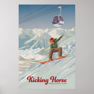 Kicking Horse Kanada Snowboarden Reiseplakat Poster