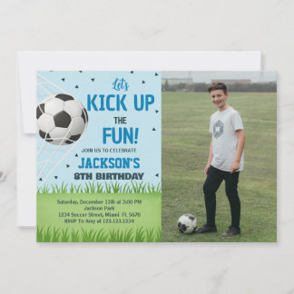 Kickoff Soccer Geburtstag Einladung mit Foto