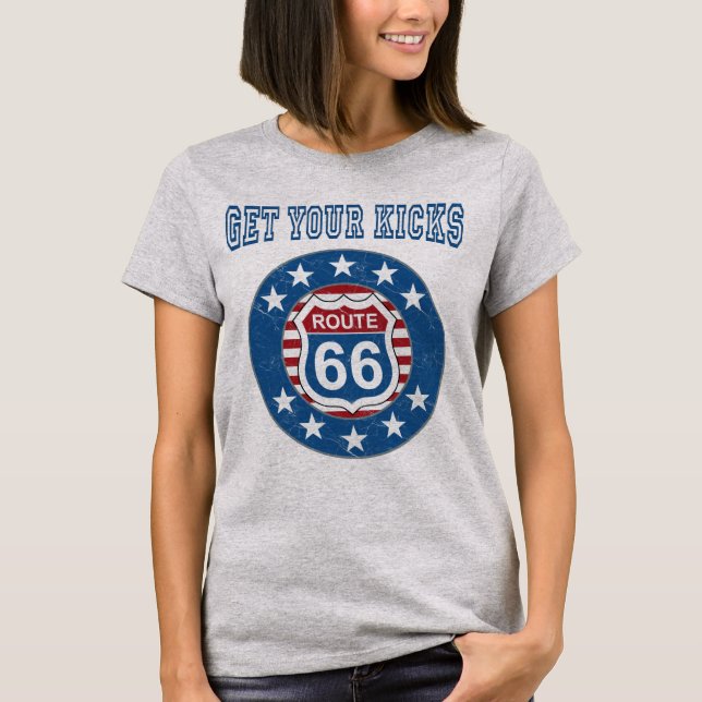 Kicks Route 66 - Distressed Retro T-Shirt (Vorderseite)