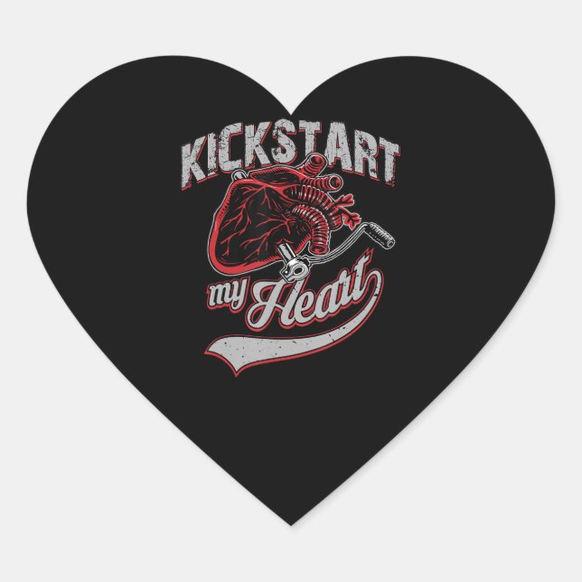 Kickstart My Heart Motorrad Art Geschenk Herz-Aufkleber (Vorderseite)