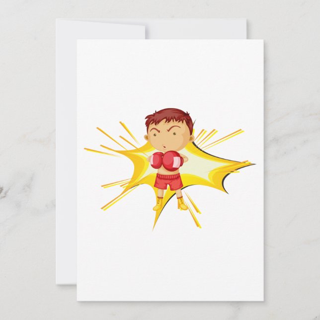 Kid Boxer in Red Gloves and Shorts Einladung (Vorderseite)