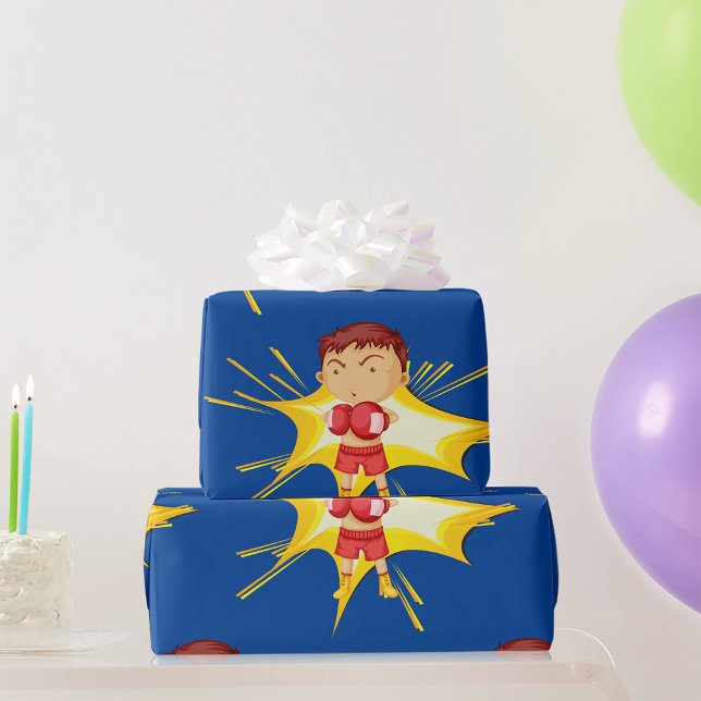 Kid Boxer in Red Gloves and Shorts Geschenkpapier (Von Creator hochgeladen)