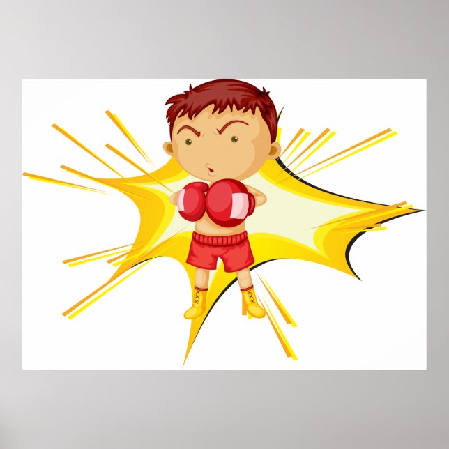 Kid Boxer in Red Gloves and Shorts Poster (Vorne)