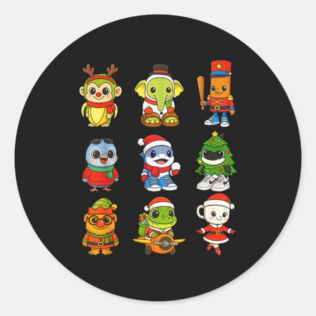 Kid Brainrot Pajama Christmas 2025 Holiday Los Dic Runder Aufkleber (Vorderseite)