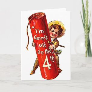 Kid Firecracker Joke 4. Juli Vintage Postkarte Art