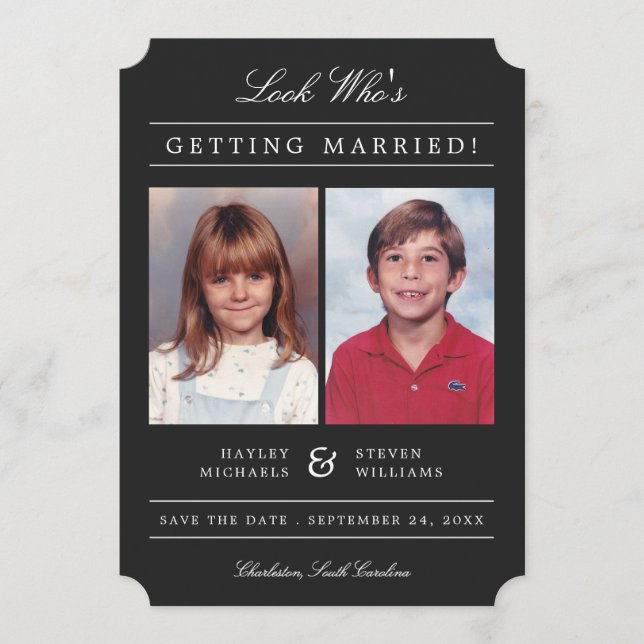 Kid Fotos Old School Classic Styling | Schwarz Save The Date (Vorderseite)