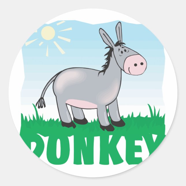 Kid Friendly Donkey Runder Aufkleber (Vorderseite)