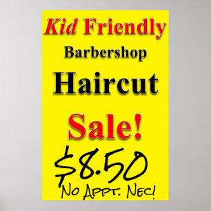 Kid Friendly Haircut Sale Beauty Salon Poster