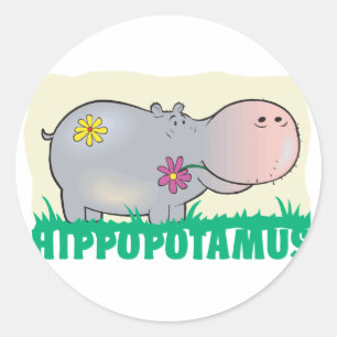 Kid Friendly Hippopotamus Runder Aufkleber