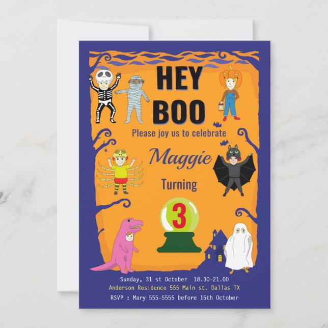 Kid Halloween Geburtstag Einladung (Vorderseite)