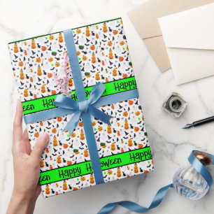 Kid Halloween Ghost Pumpkin Black Cat Personalize Geschenkpapier