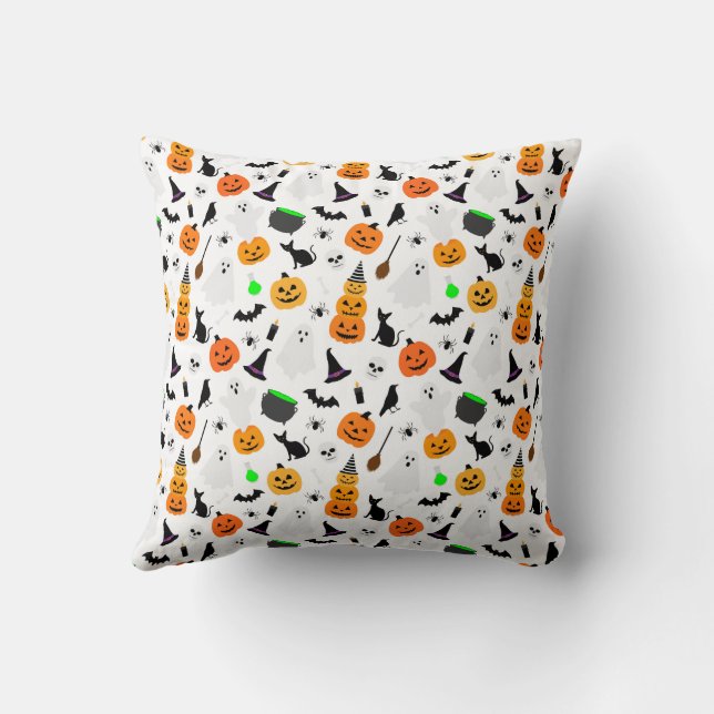 Kid Halloween Ghost Pumpkin Black Cat Personalize Kissen (Rückseite)
