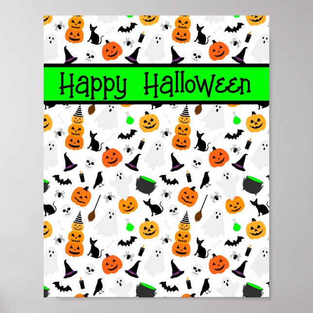 Kid Halloween Ghost Pumpkin Black Cat Personalize Poster (Vorne)