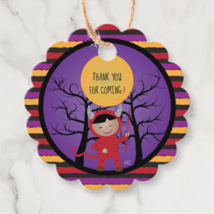 Kid in Devil Kostüm Halloween Gefallen Tags Geschenkanhänger