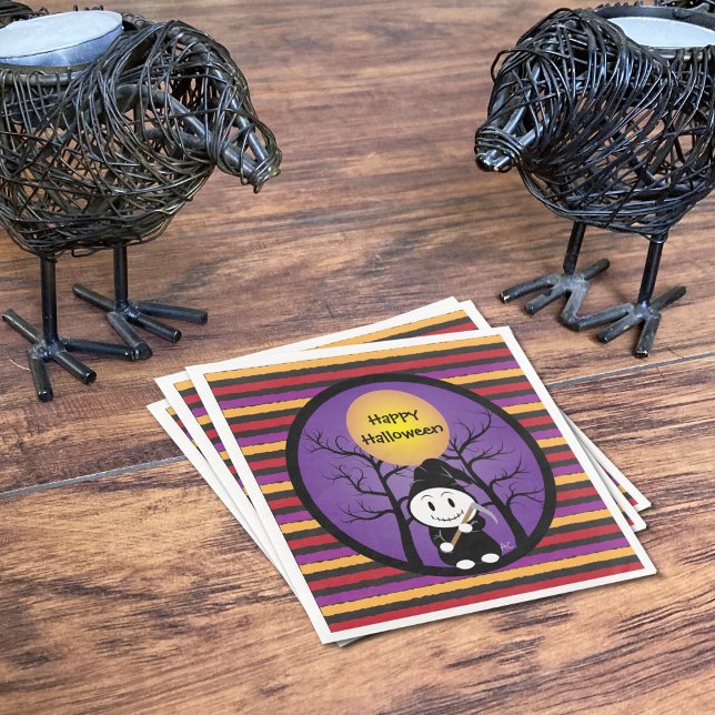 Kid in grimmiger Kostümkehle Halloween Papier Napk Serviette (Cute Halloween paper napkins)