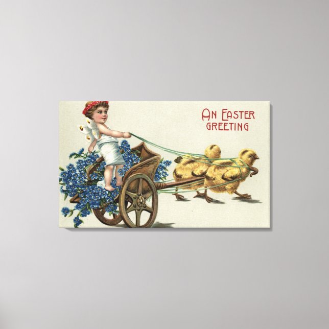 Kid in Toga auf Kariot gezüchtet von Küken Leinwanddruck (Vorderseite)