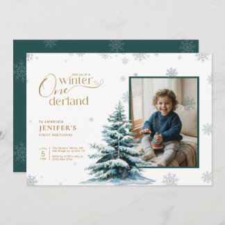 Kid Photo Winter Onederland First Birthday Party Einladung