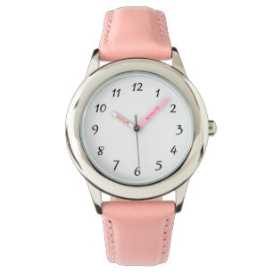 Kid Pink Edelstahl-Roséleder-Armbanduhr Armbanduhr
