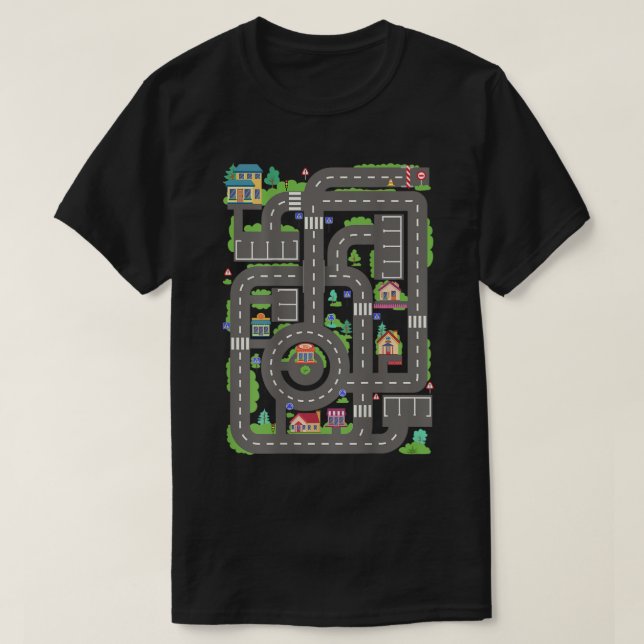 Kid Play Cars auf Vater Back Race Track matte Väte T-Shirt (Design vorne)