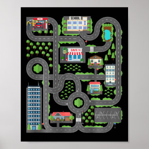 Kid Play Cars auf Vater CK Race Track Mat Vathday Poster