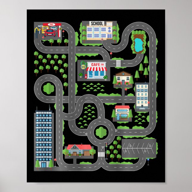 Kid Play Cars auf Vater CK Race Track Mat Vathday Poster (Vorne)