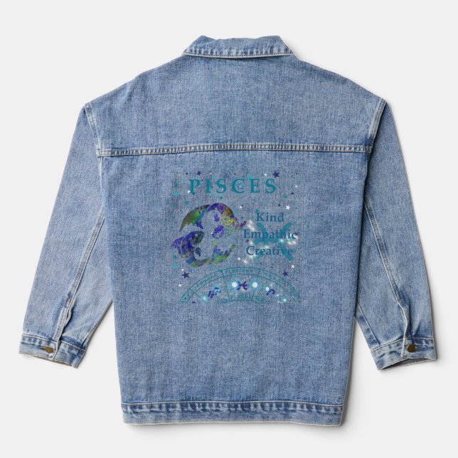Kid Retro Pisces Zodiac Eigenschaften Jeansjacke (Rückseite)