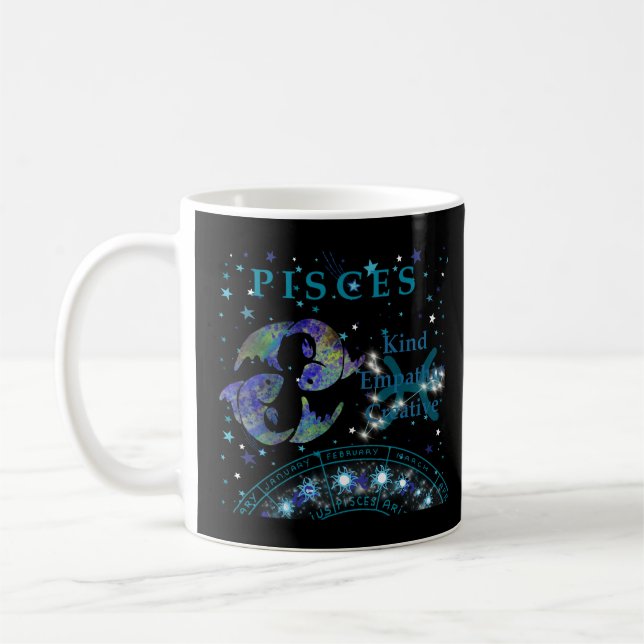 Kid Retro Pisces Zodiac Eigenschaften Kaffeetasse (Links)