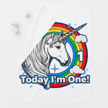 Kid’s 1st Birthday Unicorn Rainbow Today I’m One