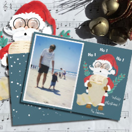 Kid Single Foto | Santa Claus Blue Holiday Card Einladung