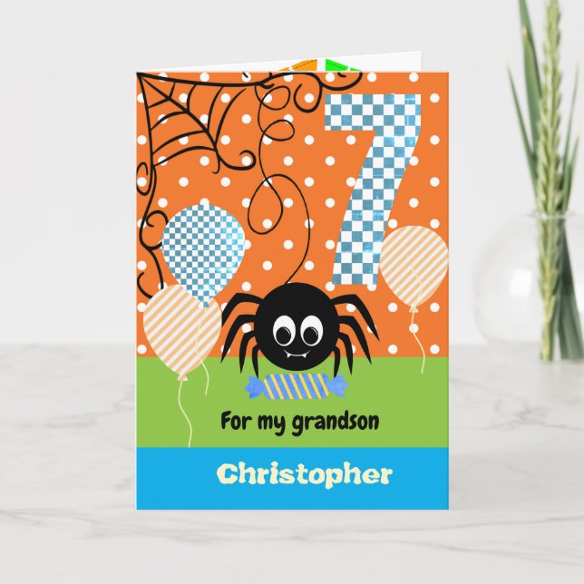 Kid Spooky Spider Geburtstag Halloween Karte (Vorderseite)