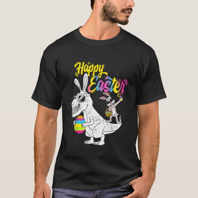 Kidasaurus Happy Easter Rex Dino Dabbing Rabbit Da T-Shirt (Vorderseite)