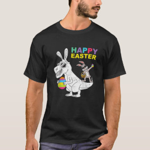 Kidasaurus Happy Oaster T Rex Dino Dabbing Rabbit T-Shirt