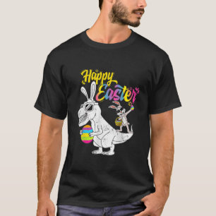 Kidasaurus Happy Oaster T Rex Dino Dabbing Rabbit T-Shirt