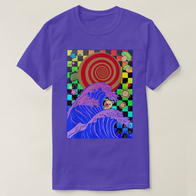 Kidcore Aesthetic Japanese Vaporwave Great Wave Of T-Shirt (Design vorne)