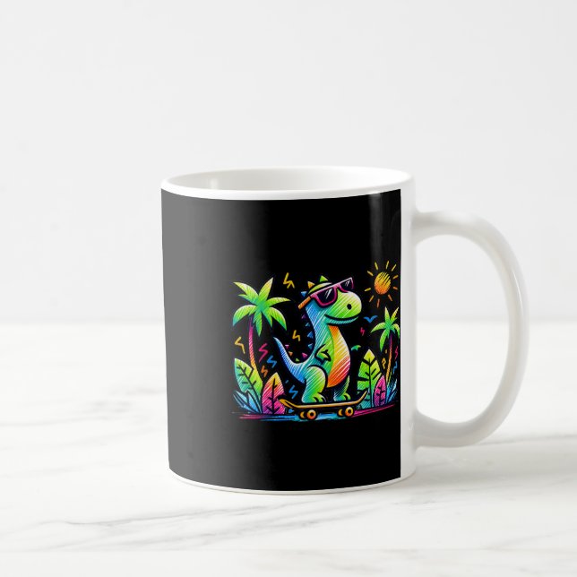 Kidcore-Ästhetik-Dinosaurier-Skateboarding-Doodle- Kaffeetasse (Rechts)