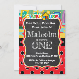 Kiddie Clubhouse Birthday Invite Einladung