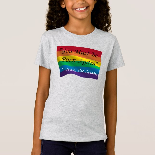 Kidds Rainbow-Pride-Shirt "Sei wieder Geboren"  T-Shirt (Vorderseite)