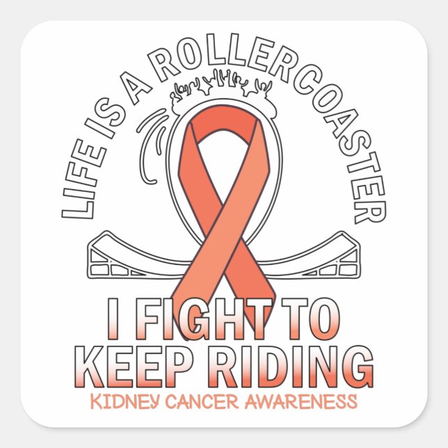 Kidney cancer awareness orange ribbon quadratischer aufkleber (Vorderseite)