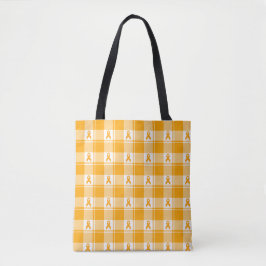 Kidney Cancer Awareness Plaid Tote, Orange Ribbon