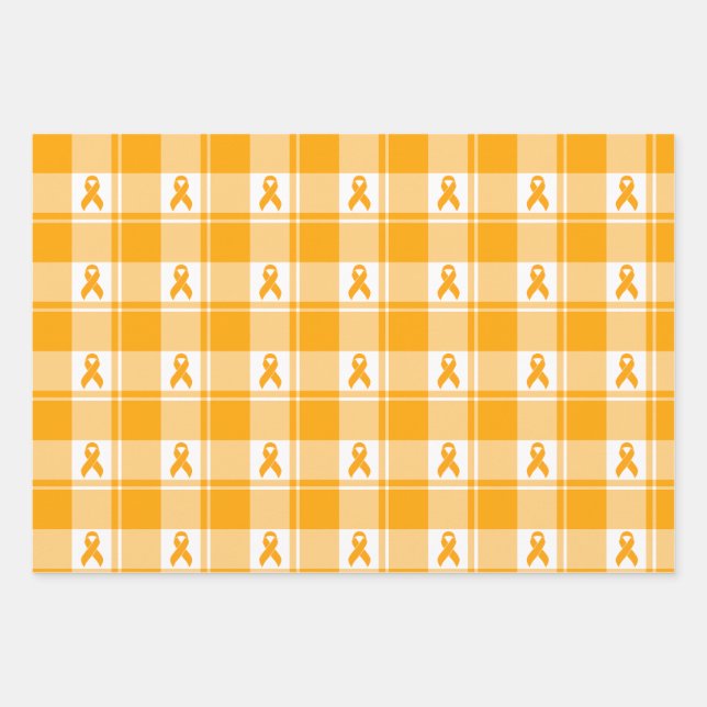 Kidney Cancer Awareness Plaid Wrapping Paper Geschenkpapier Set (Vorderseite)