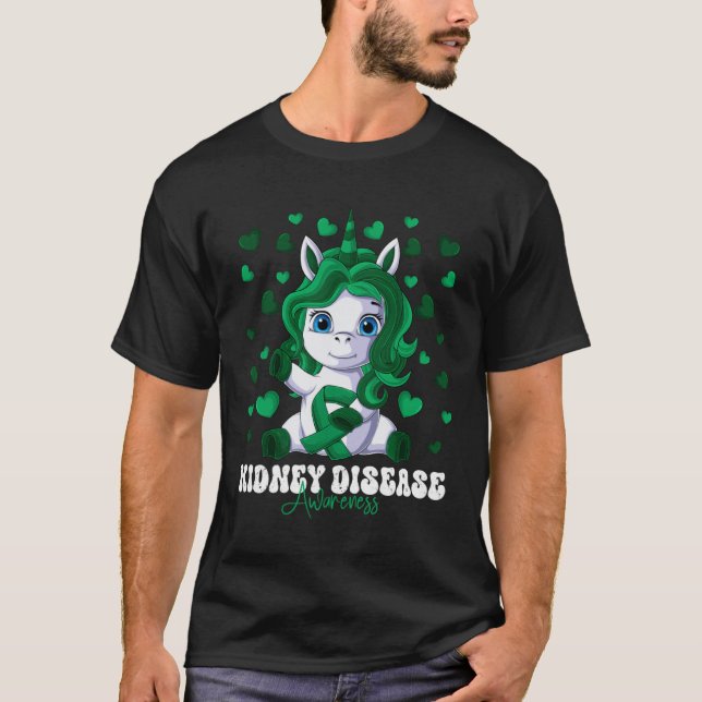 Kidney Disease Awareness Month Green Ribbon Unicor T-Shirt (Vorderseite)