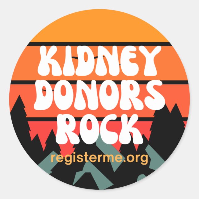 Kidney Donors Rock Donor Awareness Runder Aufkleber (Vorderseite)