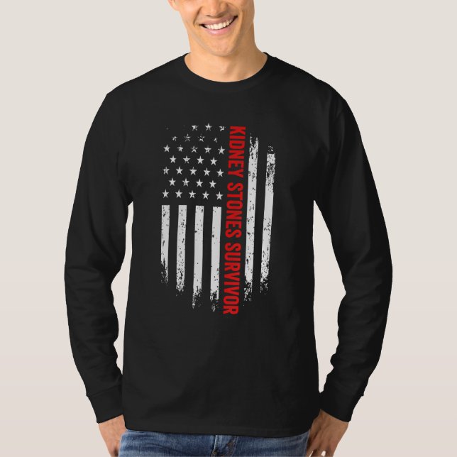 Kidney Stones Survivor American Flag Erholung erha T-Shirt (Vorderseite)