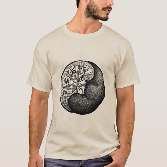 Kidney Yin Yang - surreale Paisley-Anatomie T-Shirt (Vorderseite)